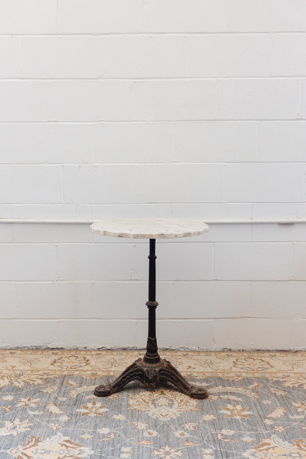 antique french scalloped marble top side table