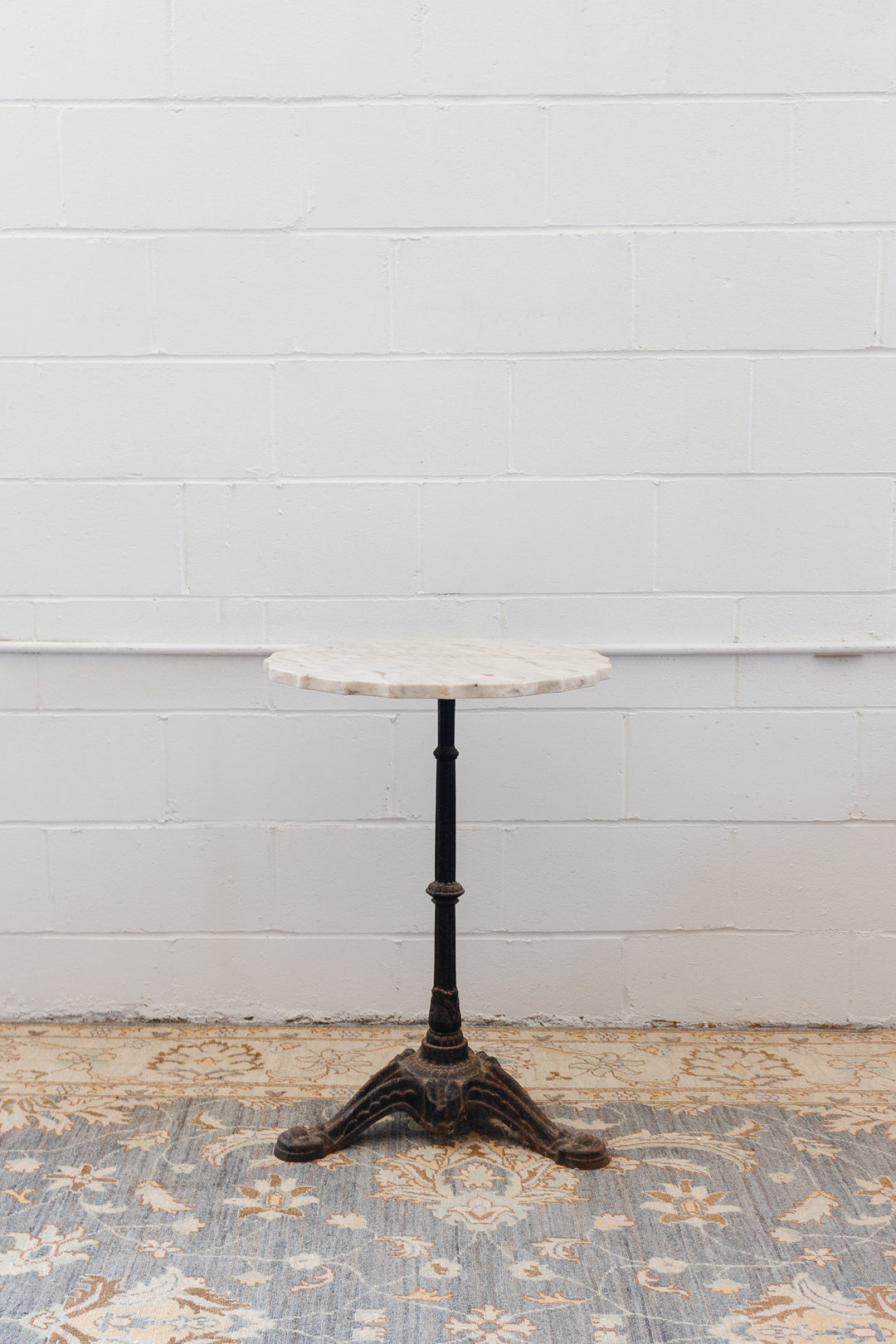 antique french scalloped marble top side table