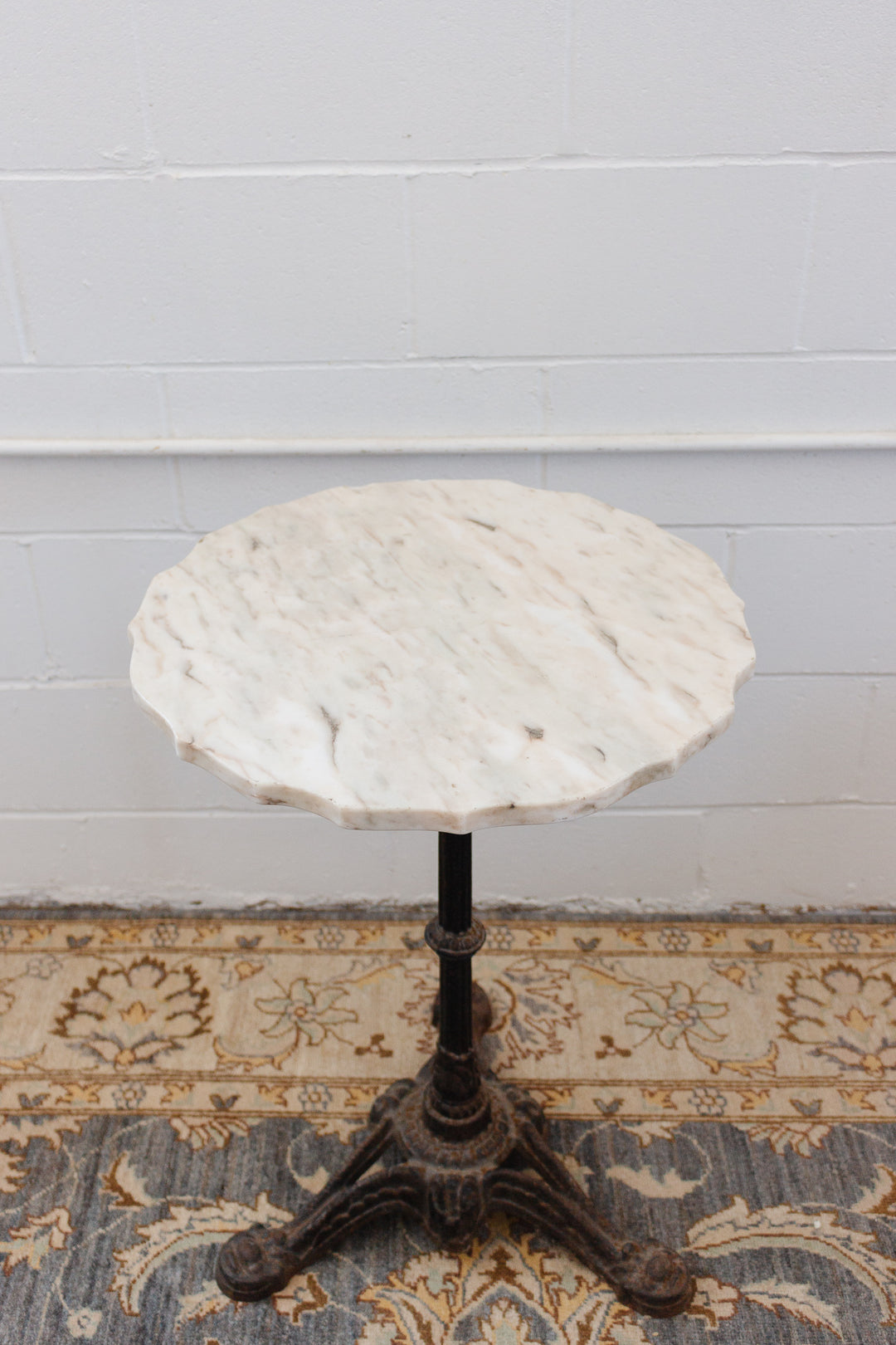 antique french scalloped marble top side table