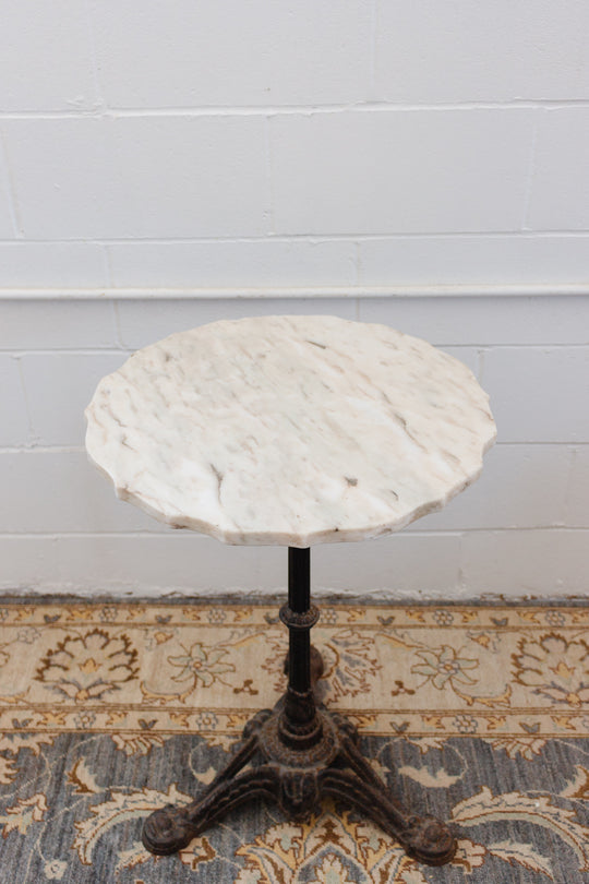 antique french scalloped marble top side table