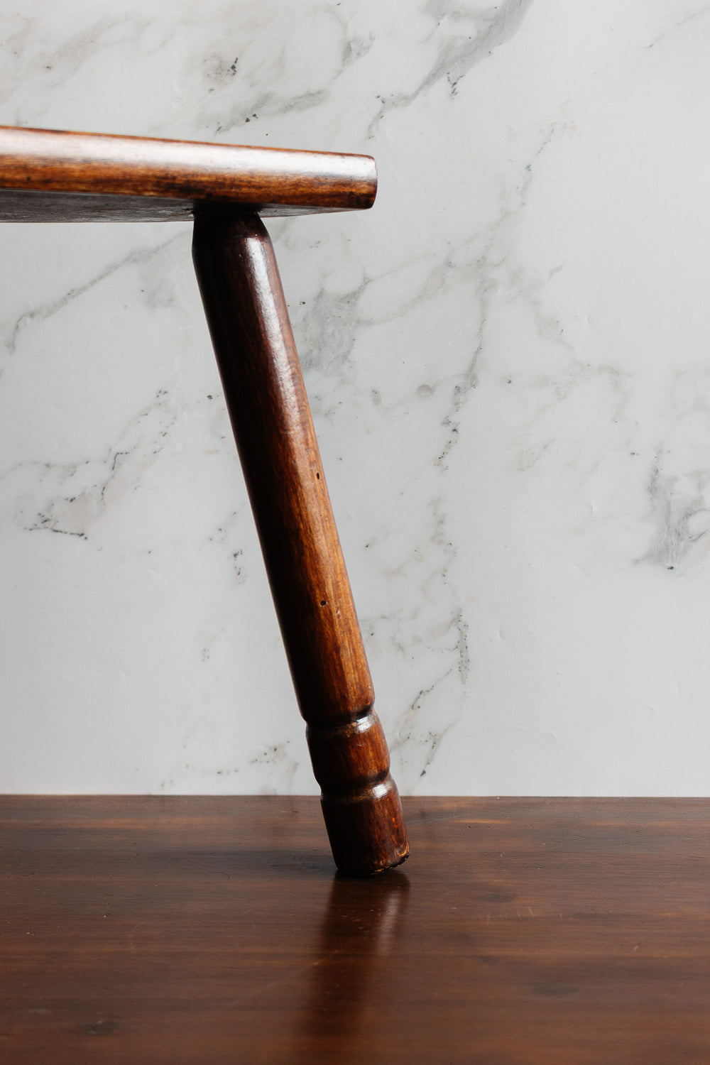 vintage french turned leg half moon wood stool