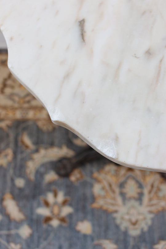 antique french scalloped marble top side table