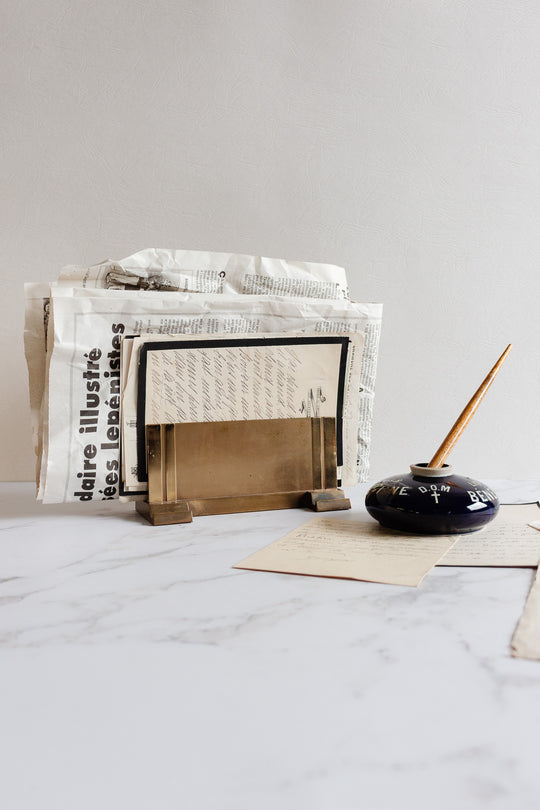 art deco french brass letter holder