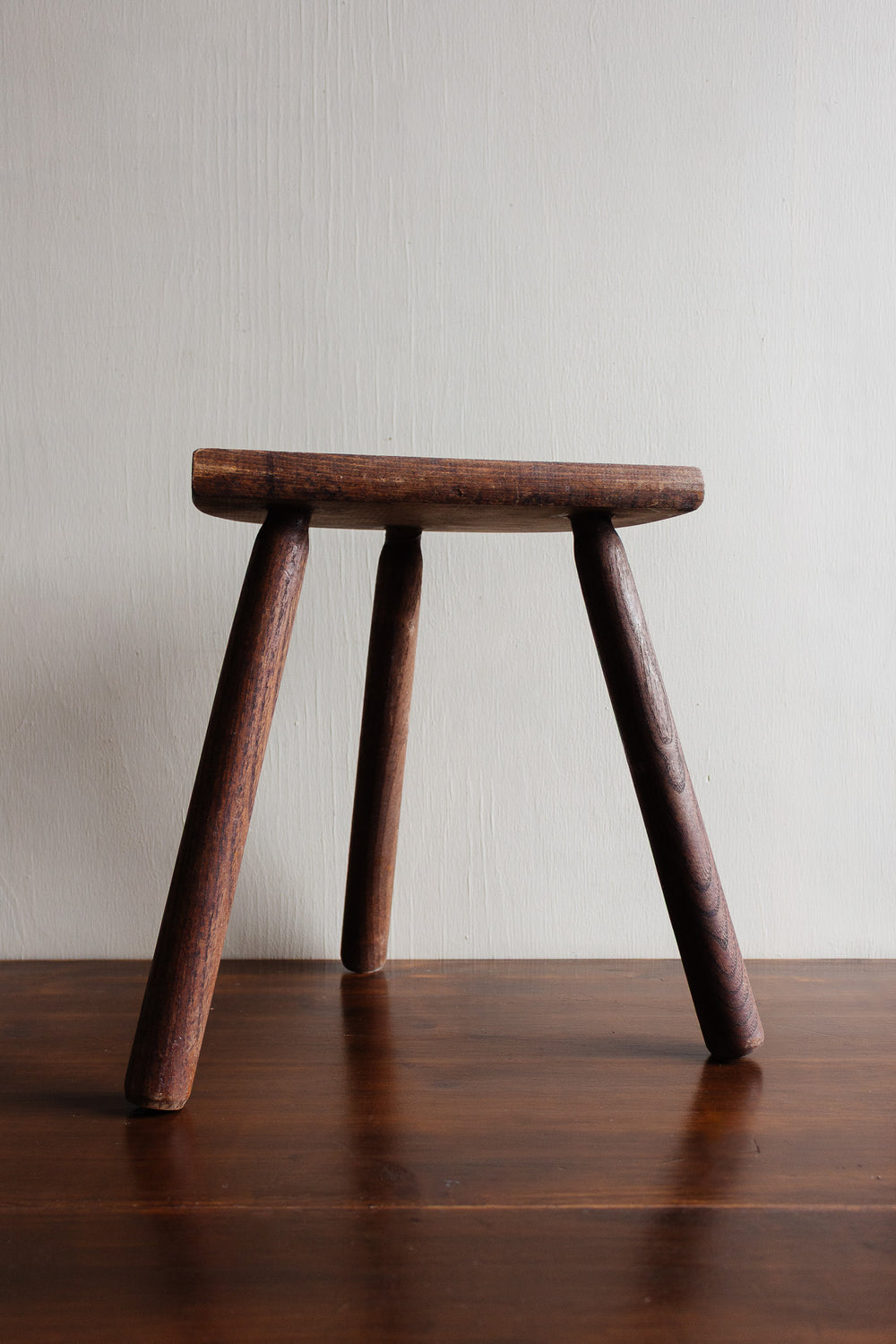 midcentury french brutalist tripod stool