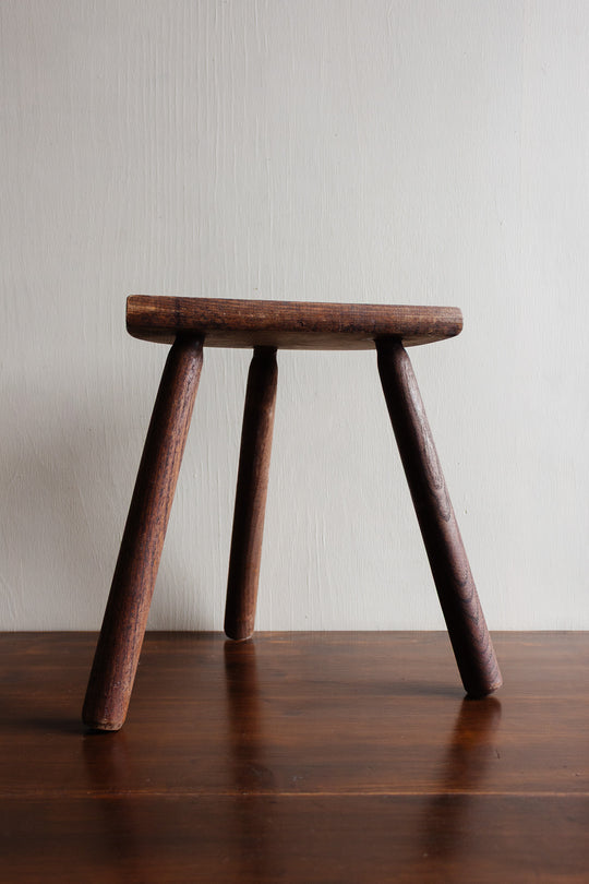 midcentury french brutalist tripod stool