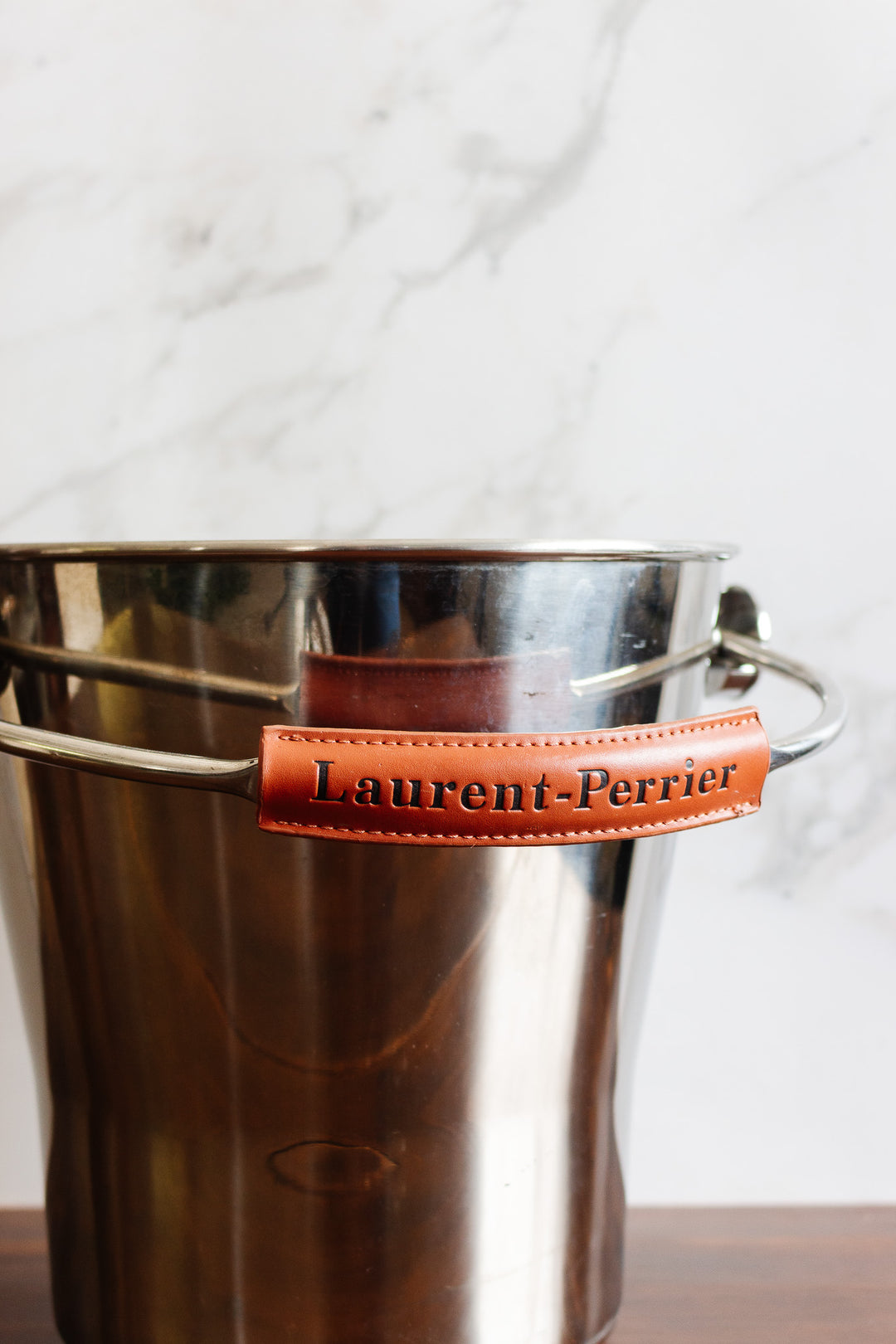 vintage french "laurent perrier" champagne bucket and set of 6 matching glasses glasses