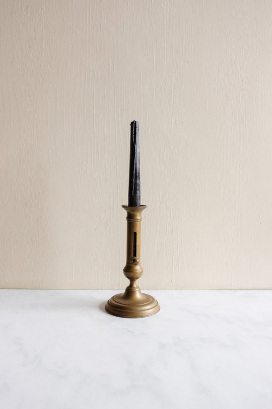 antique french brass push up candlestick