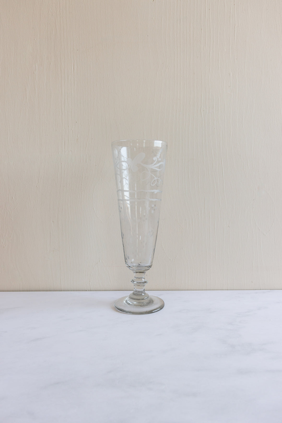 vintage french etched glass fluted vase