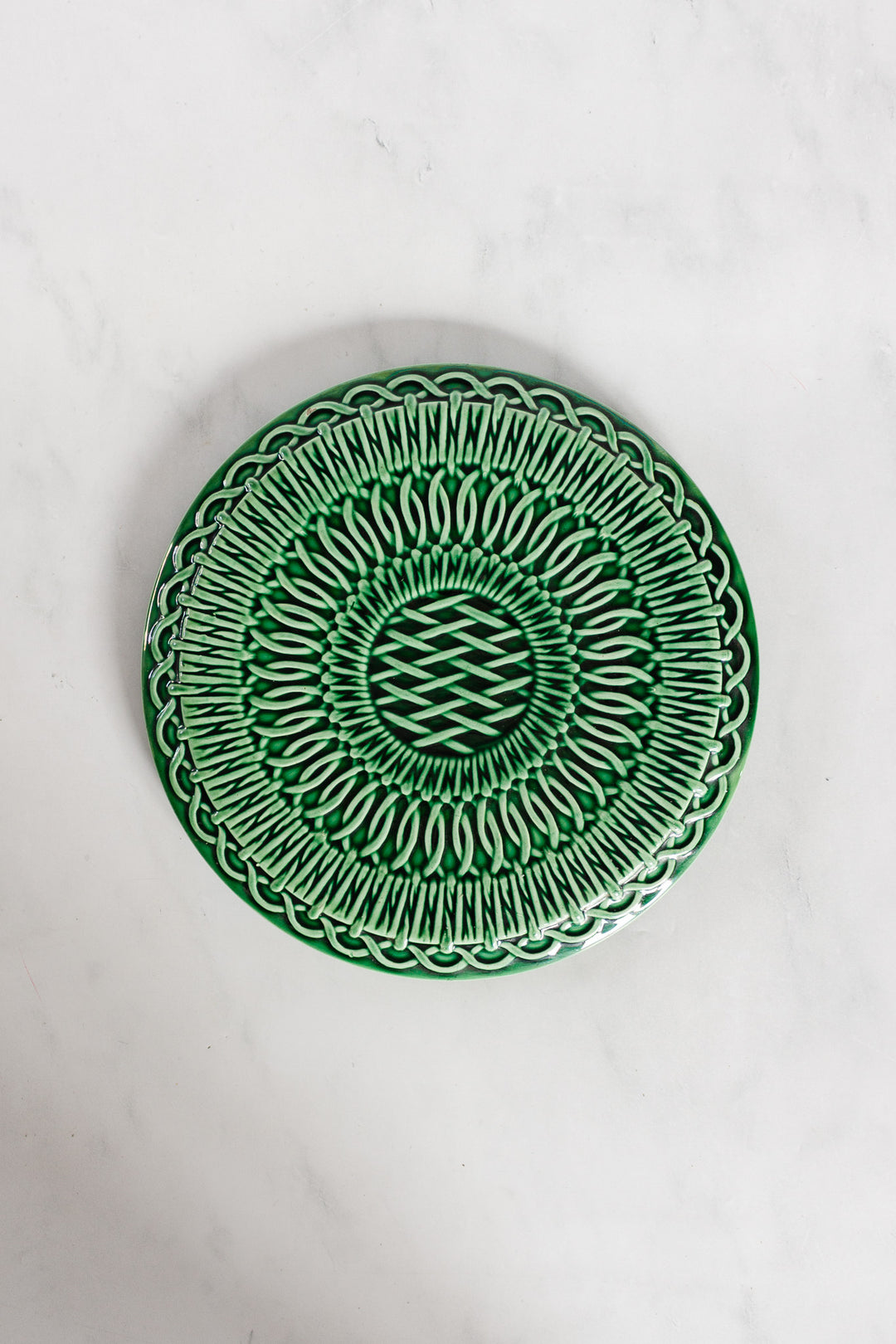 antique french large gien majolica patterned trivet