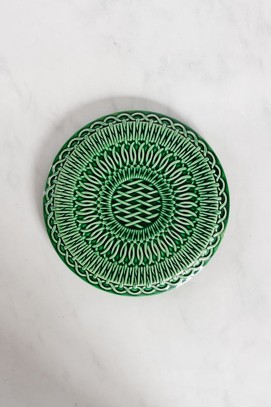 antique french large gien majolica patterned trivet