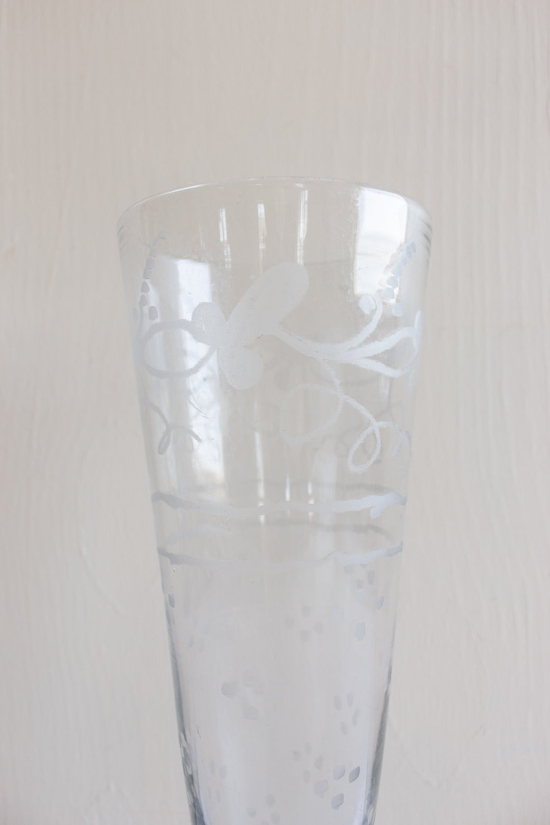 vintage french etched glass fluted vase