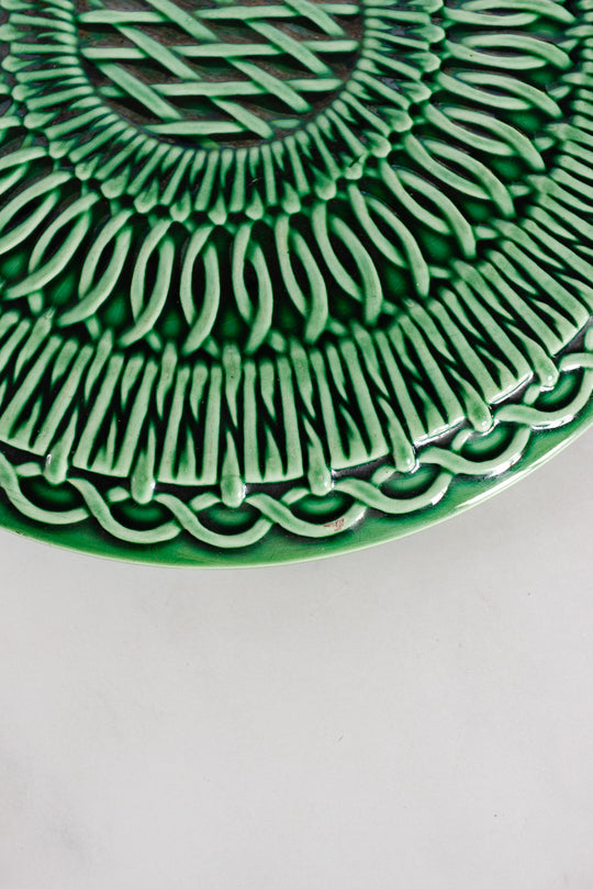 antique french large gien majolica patterned trivet