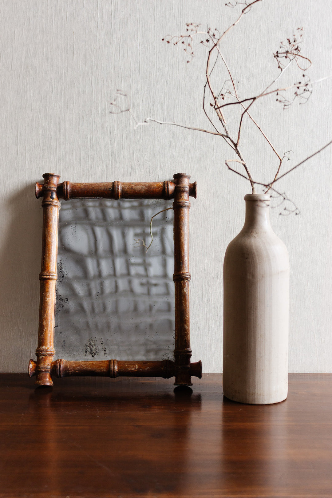 1930s french faux bamboo mirror