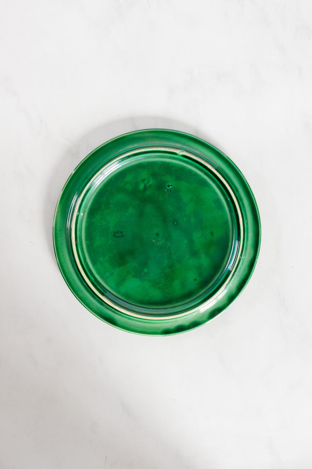 antique french large gien majolica patterned trivet