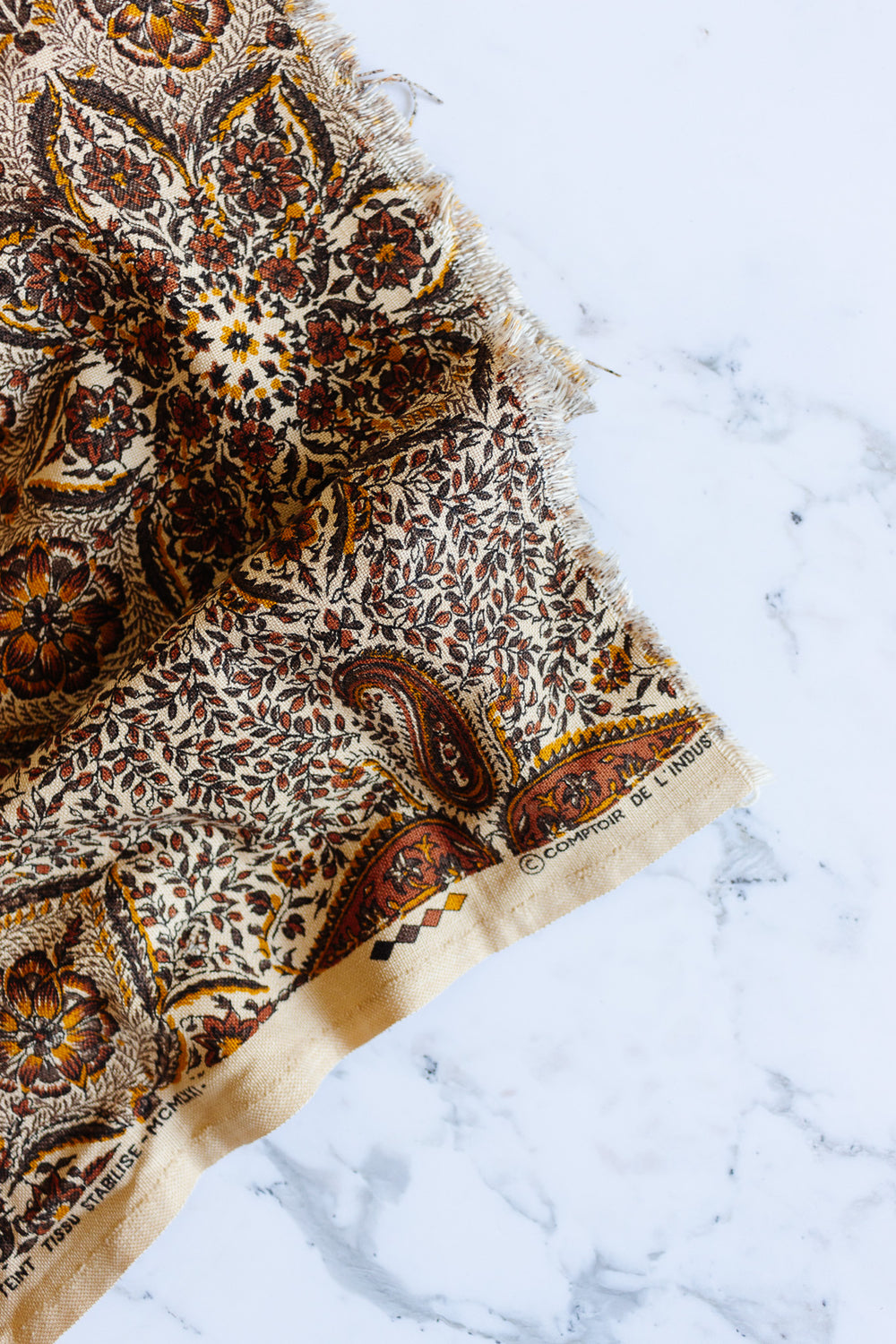 1970s French Comptoir de l’Industrie block print fabric