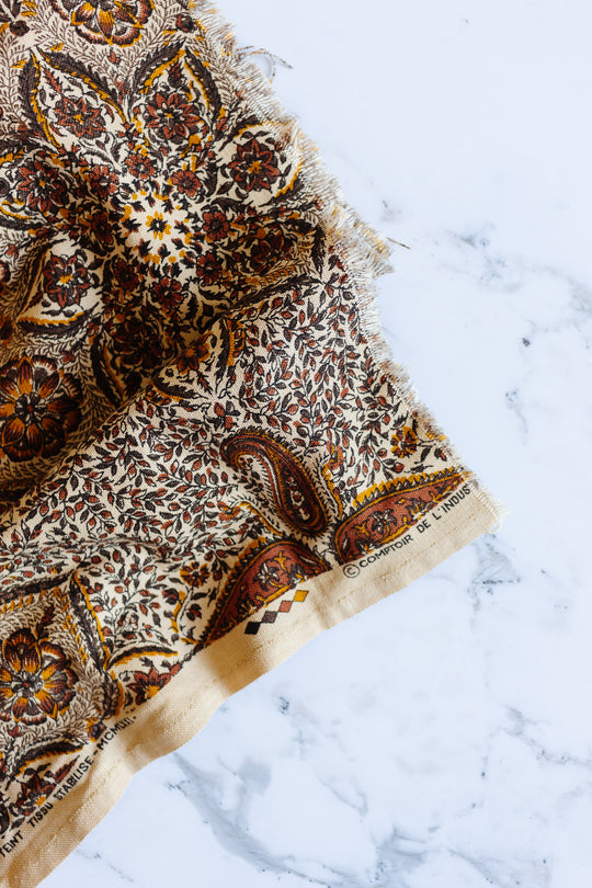 1970s French Comptoir de l’Industrie block print fabric