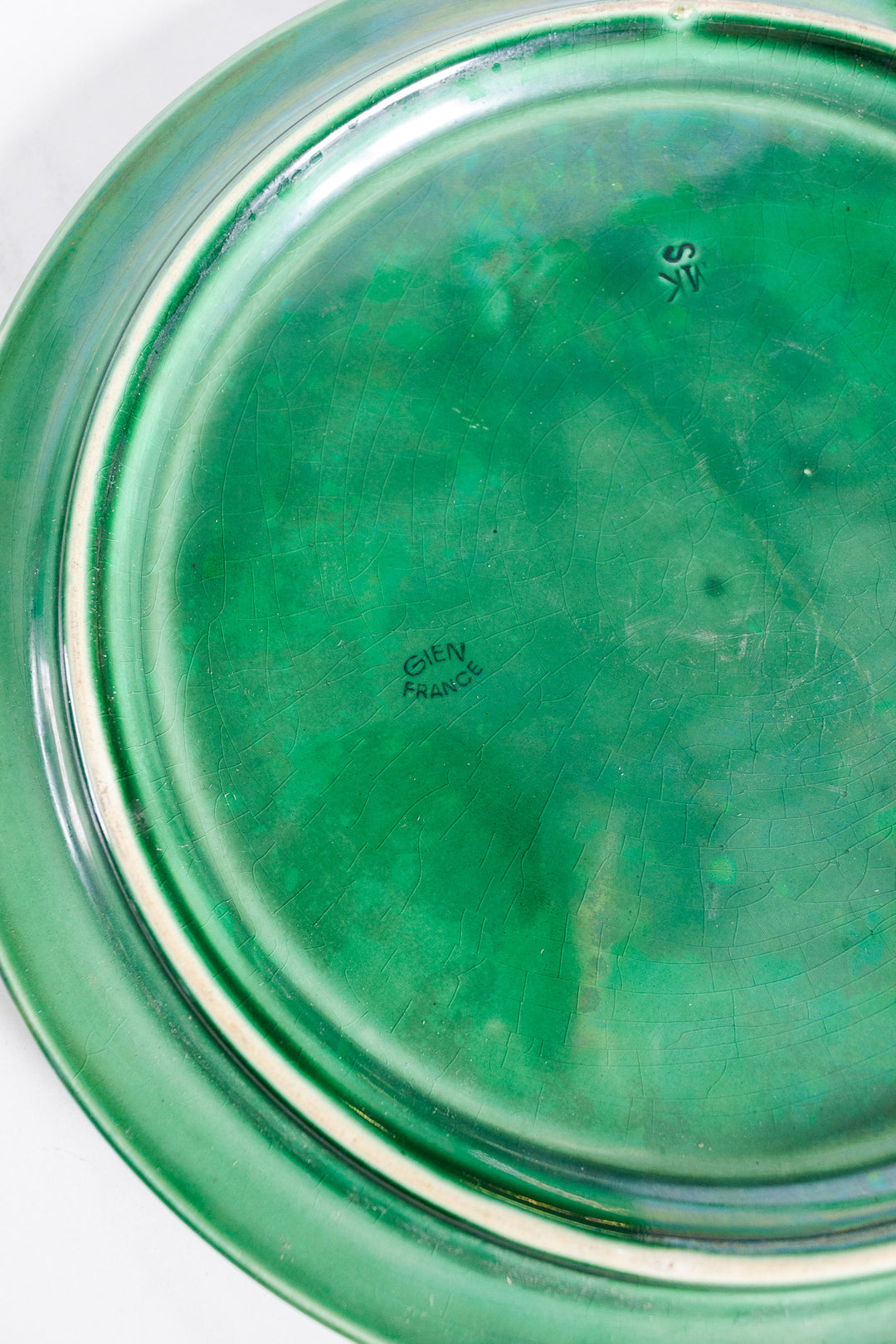 antique french large gien majolica patterned trivet