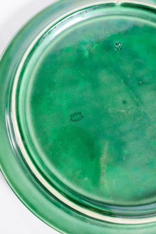 antique french large gien majolica patterned trivet