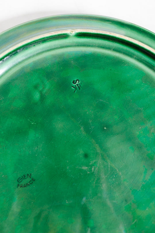 antique french large gien majolica patterned trivet