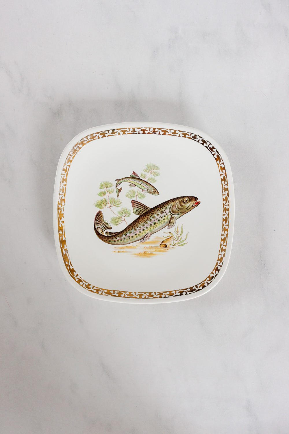 midcentury french longchamp fish plates, set of 6