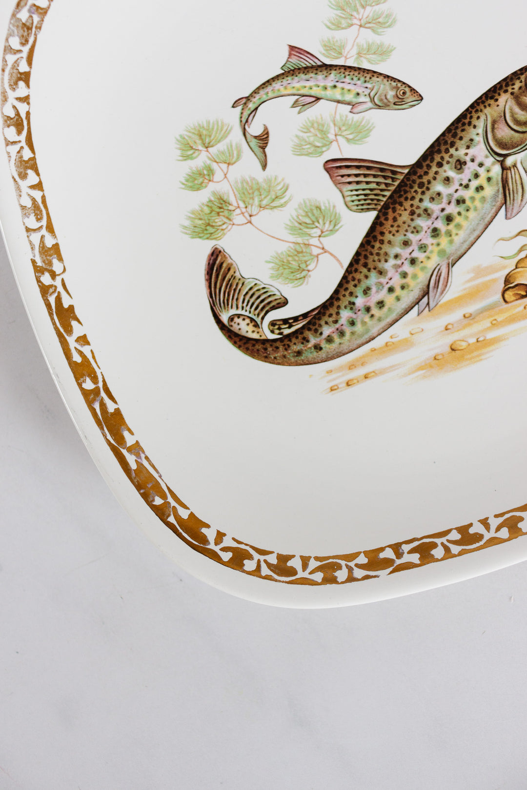 midcentury french longchamp fish plates, set of 6