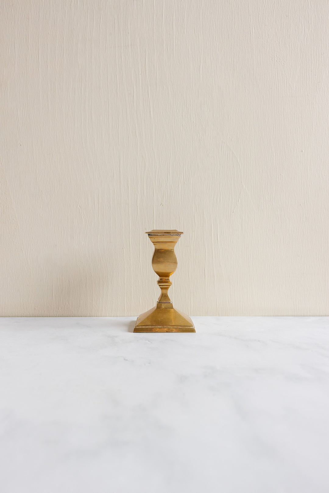 pair of vintage french square brass candlesticks