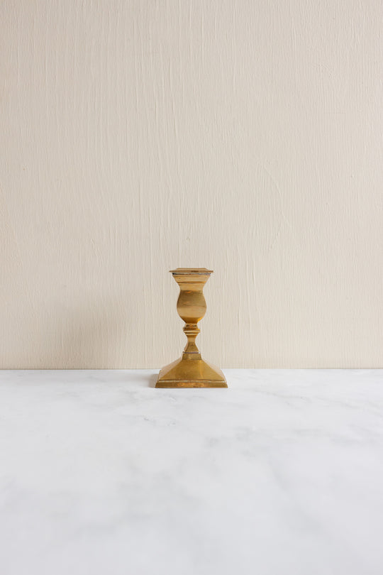 pair of vintage french square brass candlesticks