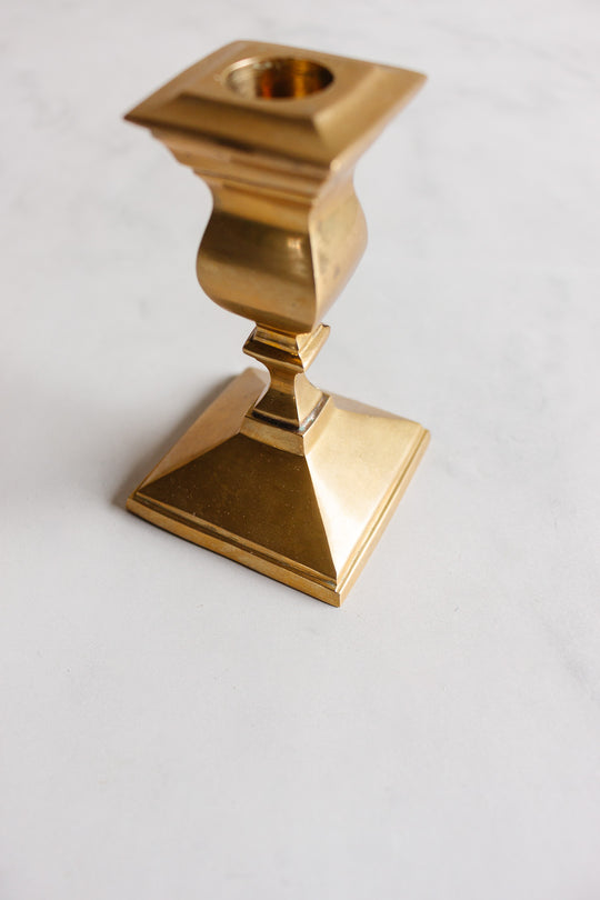 pair of vintage french square brass candlesticks