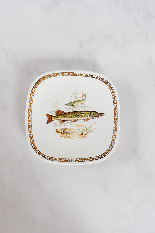 midcentury french longchamp fish plates, set of 6