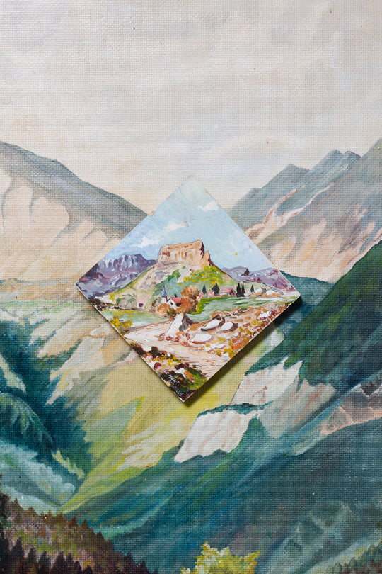 vintage french "mont aiguille" painted tile