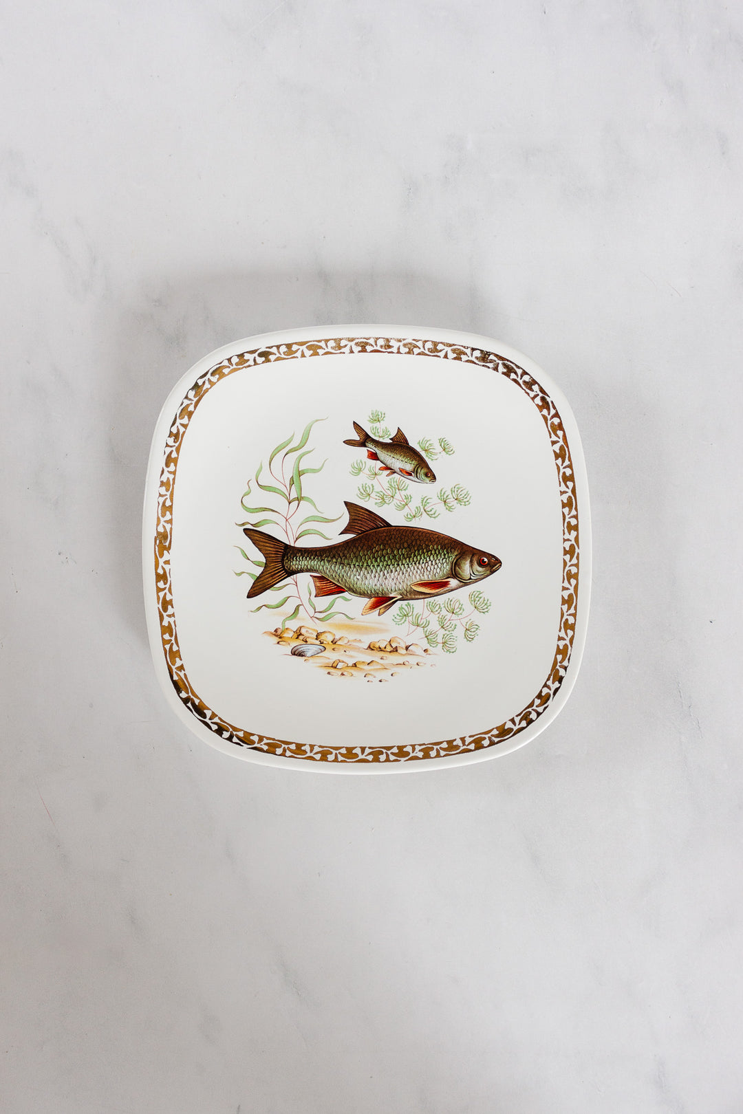 midcentury french longchamp fish plates, set of 6