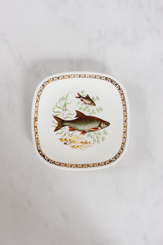 midcentury french longchamp fish plates, set of 6