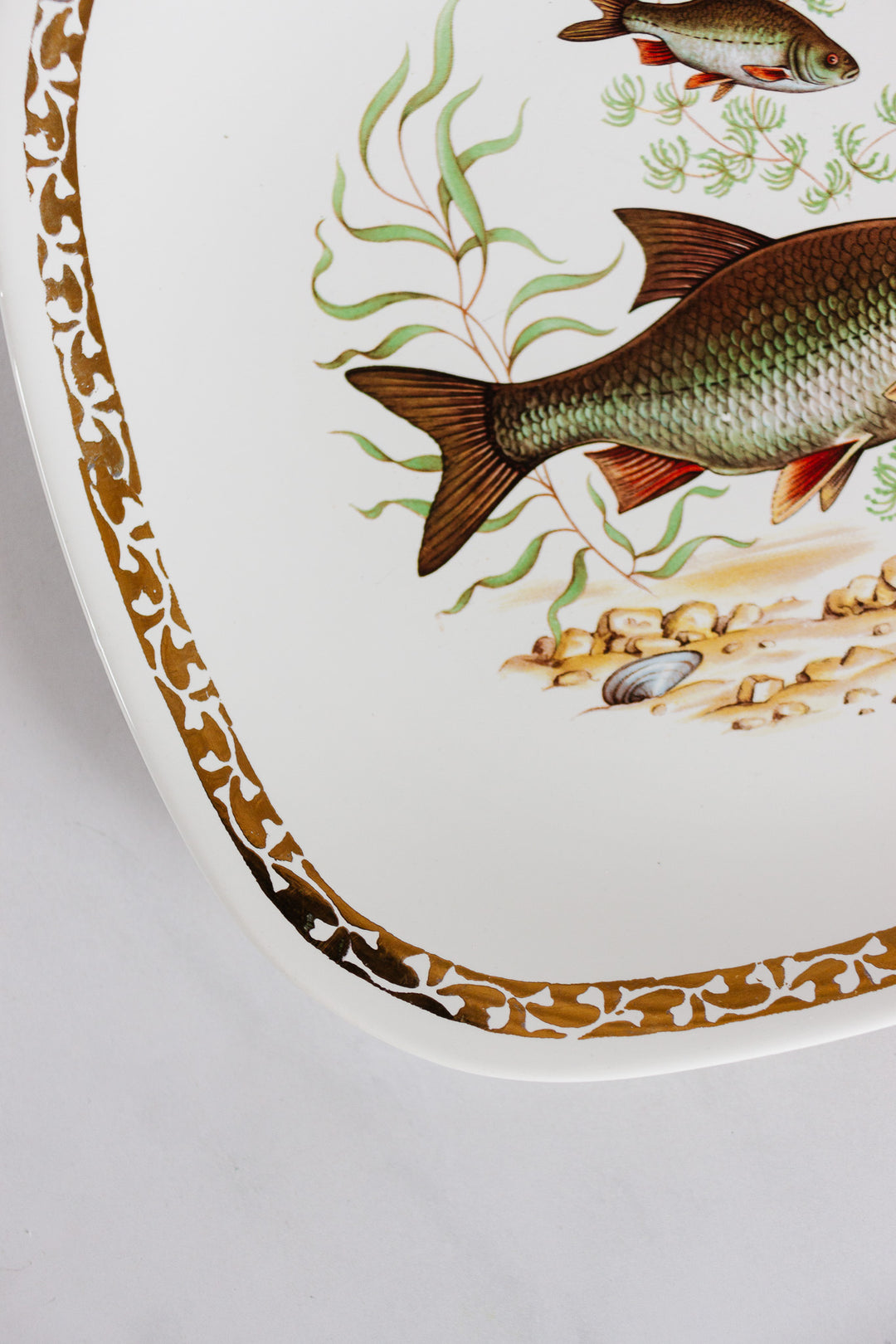 midcentury french longchamp fish plates, set of 6