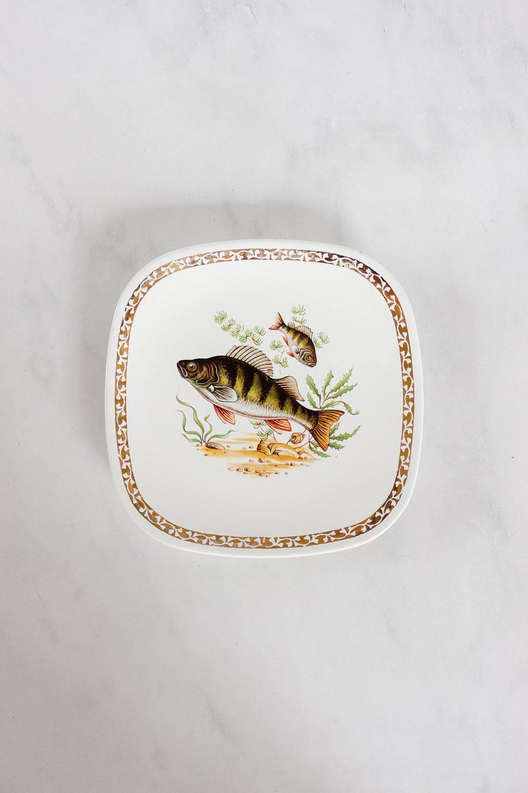 midcentury french longchamp fish plates, set of 6