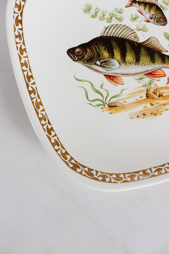 midcentury french longchamp fish plates, set of 6
