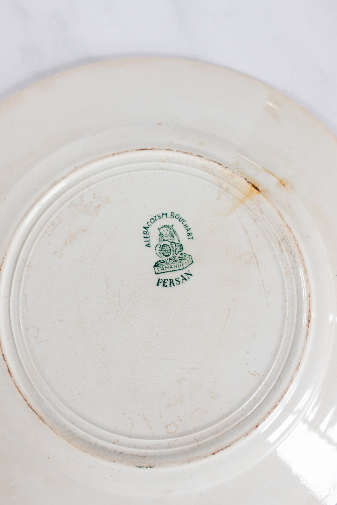 rare antique french st. amand "persan" plates, set of 7