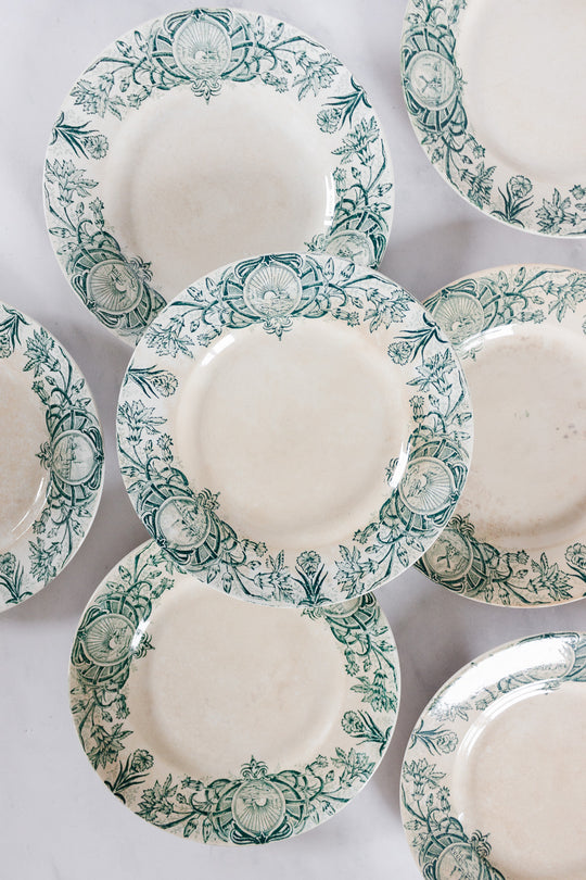 rare antique french st. amand "persan" plates, set of 7