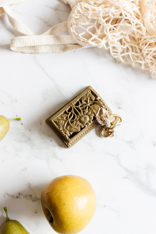 antique french brass stamp box