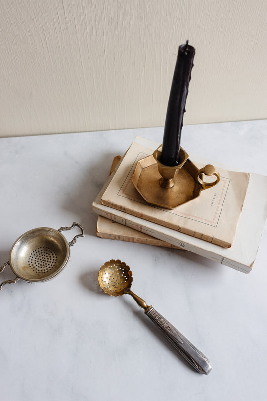 vintage french petite brass chamberstick