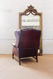 vintage European sheepskin leather wingback chair