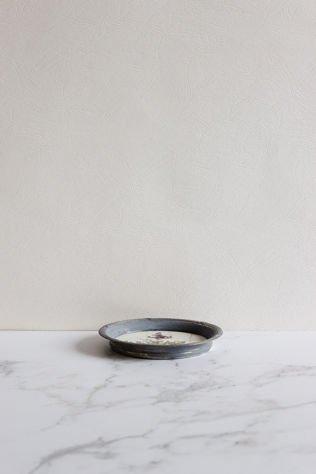 art deco french "sous verre" porcelain and metal set of 3