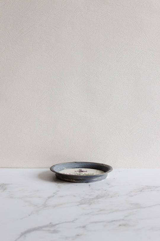 art deco french "sous verre" porcelain and metal set of 3