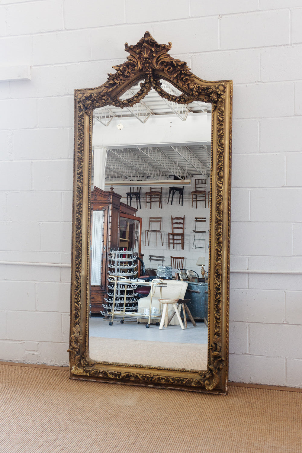 antique Italian Rococo floor mirror