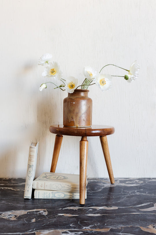 midcentury french petite wood stool