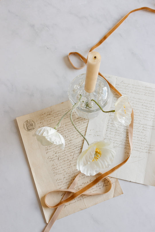 antique French glass flower frog with candle holder