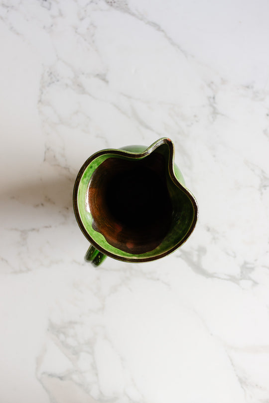 antique french green stoneware pitcher