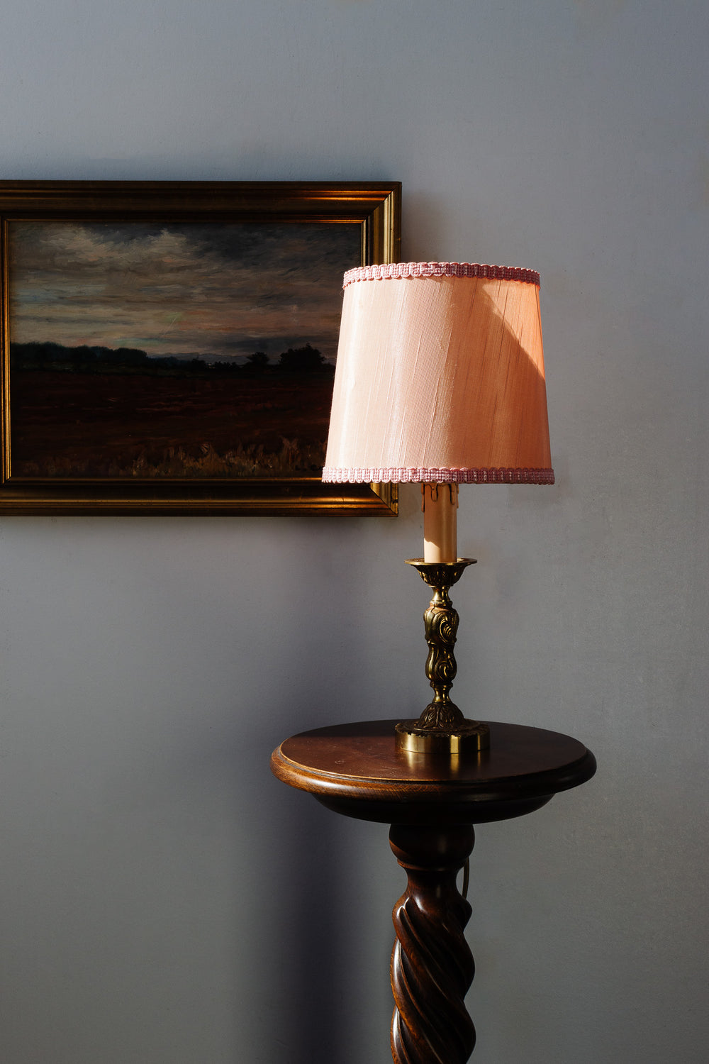 pair of vintage french ornate candlestick table lamps