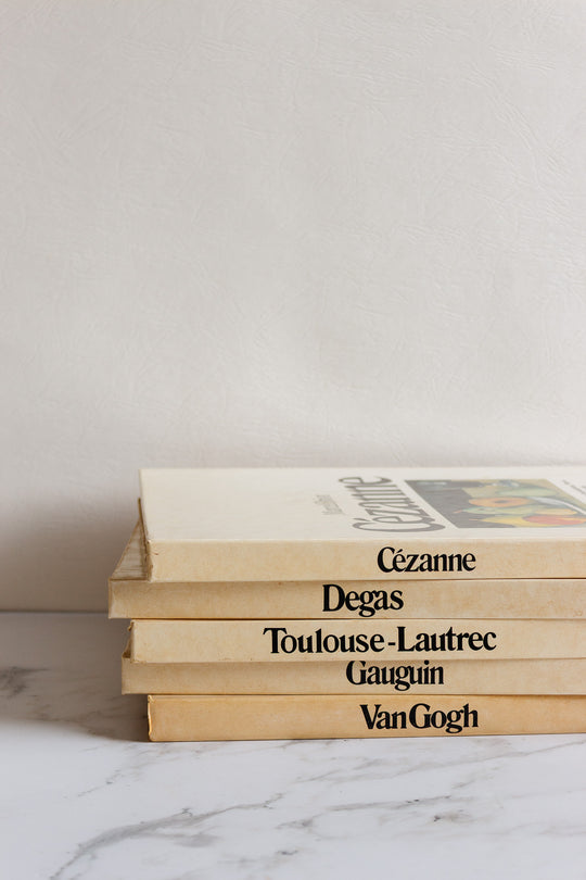 set of 5 vintage Italian art books - Degas, Cézanne, Toulouse-Lautrec, Gauguin, and Van Gogh