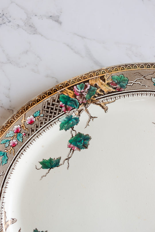 rare antique english “cambridge” Ironstone Platter by R.H. circa 1880–1910