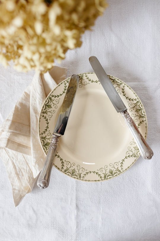 rare turn of the century French stamped silver knife set, C. Detouche Paris